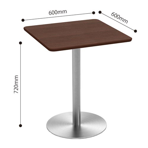【CTTR−60S−DB】 カフェテーブルステンレス丸脚角天板600ブラウン (株式会社Y2K) カウネット